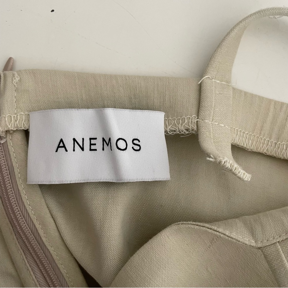 Anemos the tortoise Cream linen Backless summer spaghetti strap Dress midi‎ - Picture 6 of 7